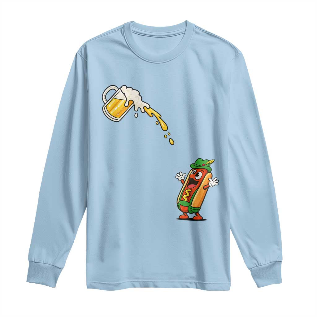 Funny Sausage Waiting For Beer Long Sleeve Shirt Oktoberfest Gift