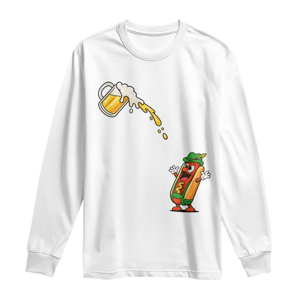 Funny Sausage Waiting For Beer Long Sleeve Shirt Oktoberfest Gift