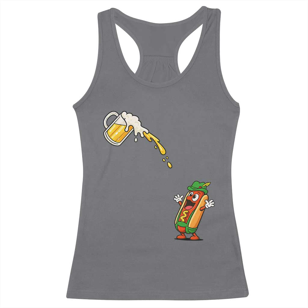 Funny Sausage Waiting For Beer Racerback Tank Top Oktoberfest Gift