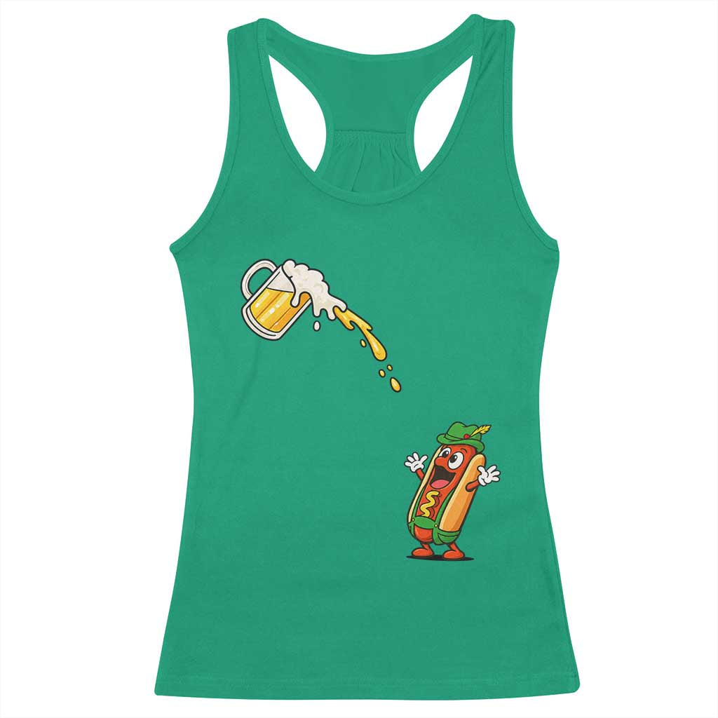 Funny Sausage Waiting For Beer Racerback Tank Top Oktoberfest Gift