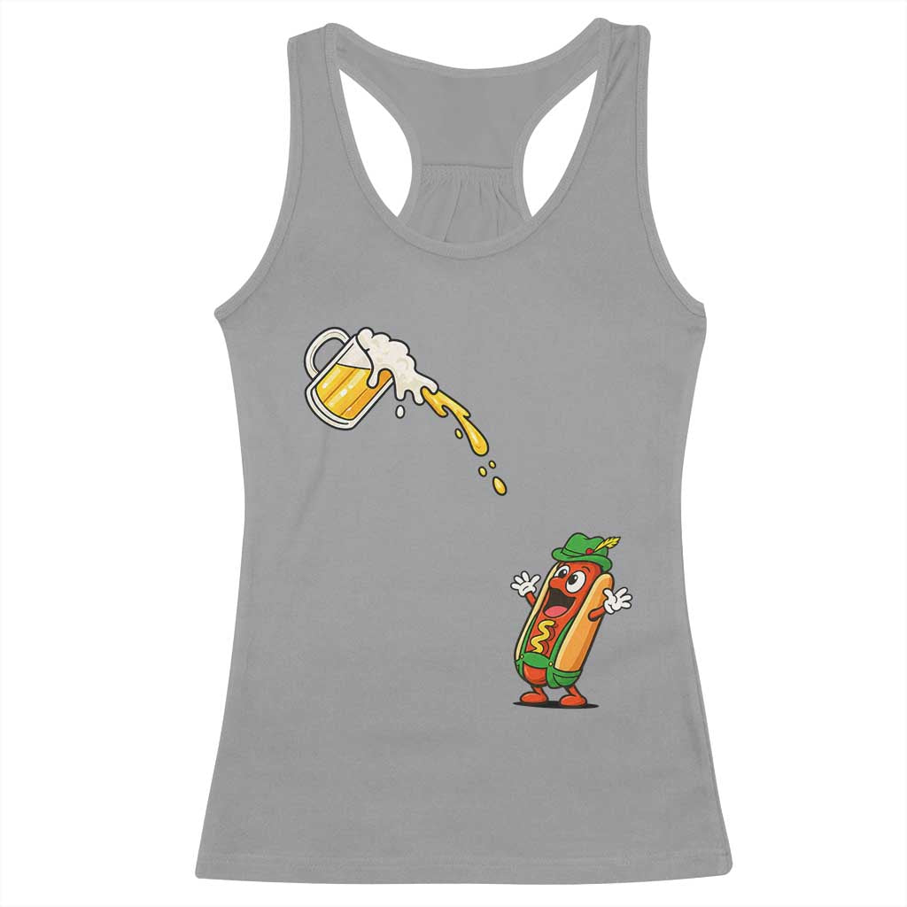 Funny Sausage Waiting For Beer Racerback Tank Top Oktoberfest Gift