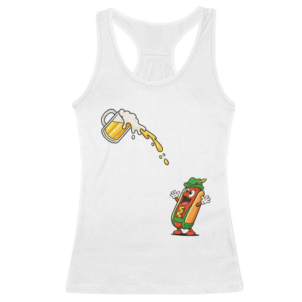 Funny Sausage Waiting For Beer Racerback Tank Top Oktoberfest Gift