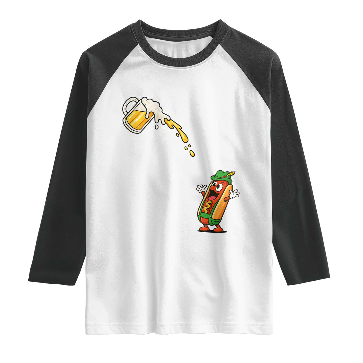 Funny Sausage Waiting For Beer Raglan Shirt Oktoberfest Gift