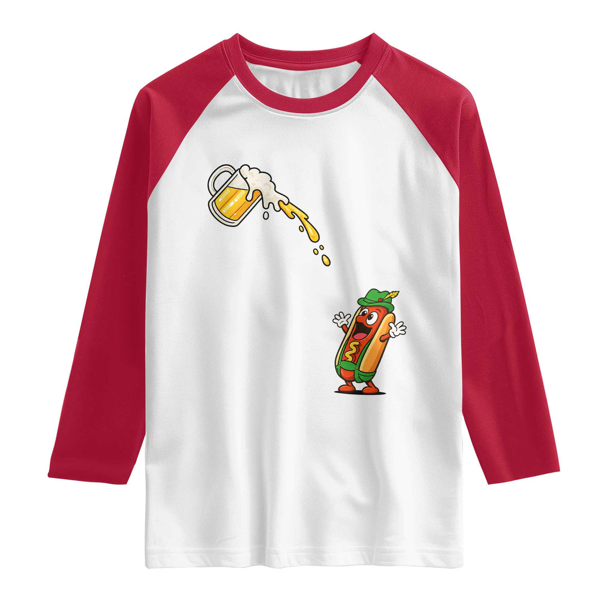 Funny Sausage Waiting For Beer Raglan Shirt Oktoberfest Gift