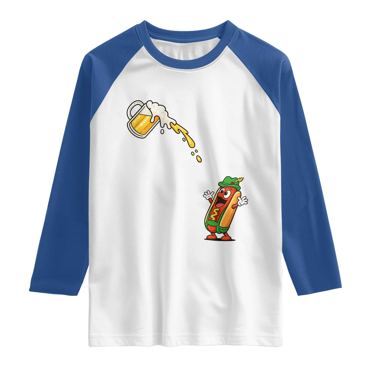 Funny Sausage Waiting For Beer Raglan Shirt Oktoberfest Gift