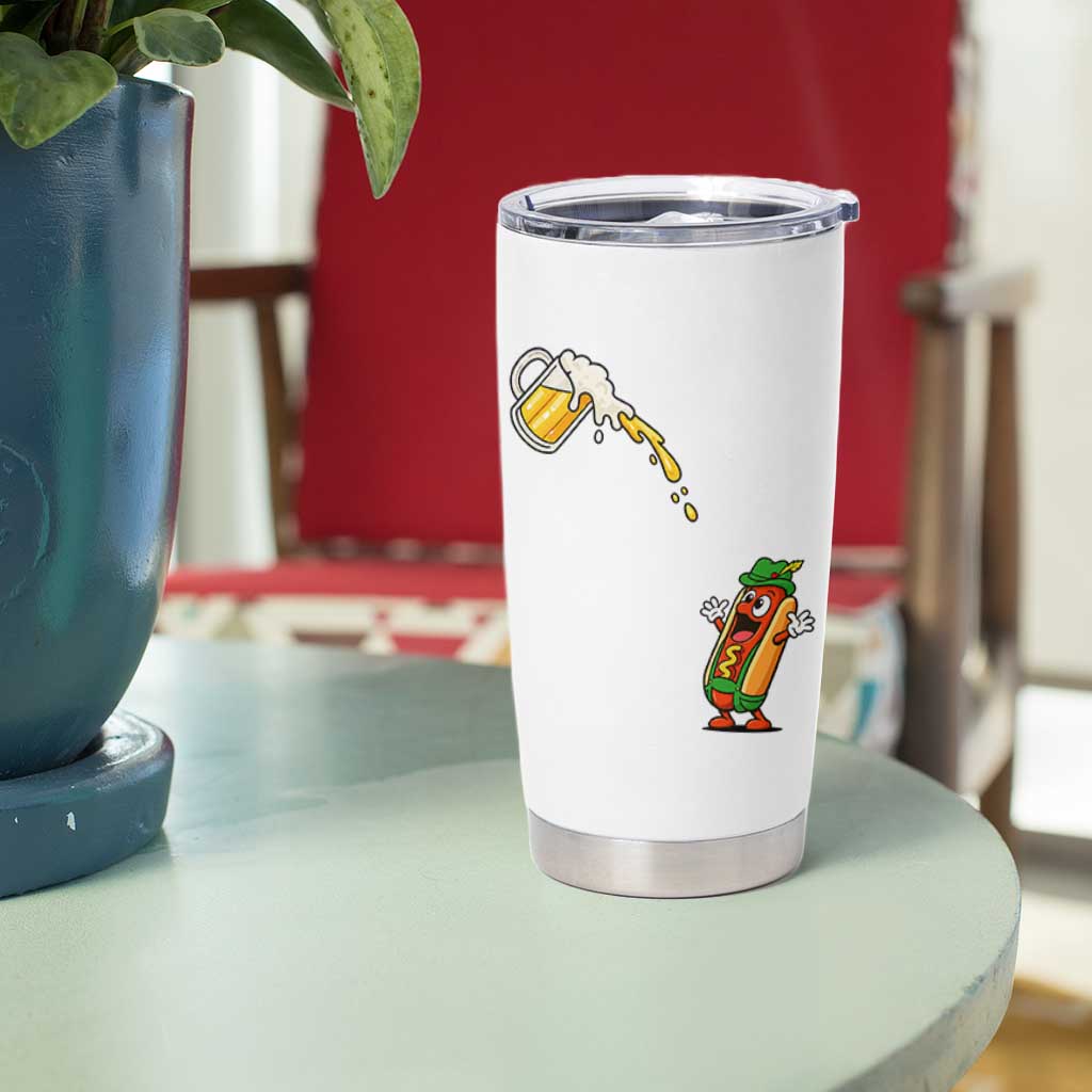 Funny Sausage Waiting For Beer Tumbler Cup Oktoberfest Gift