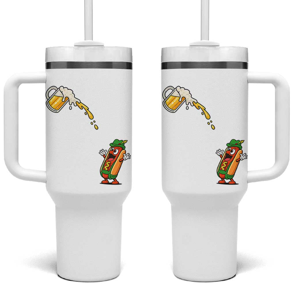 Funny Sausage Waiting For Beer Tumbler With Handle Oktoberfest Gift