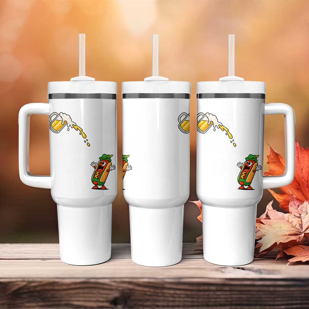 Funny Sausage Waiting For Beer Tumbler With Handle Oktoberfest Gift