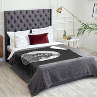 Vintage Gothic Skull Warrior Throw Blanket Native American Feather Chief