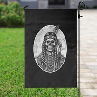 Vintage Gothic Skull Warrior Garden Flag Native American Feather Chief