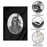 Vintage Gothic Skull Warrior Garden Flag Native American Feather Chief