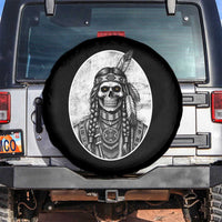 Vintage Gothic Skull Warrior Spare Tire Cover Native American Feather Chief
