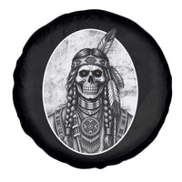 Vintage Gothic Skull Warrior Spare Tire Cover Native American Feather Chief