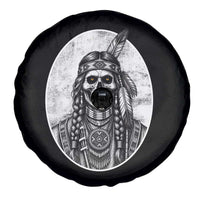 Vintage Gothic Skull Warrior Spare Tire Cover Native American Feather Chief