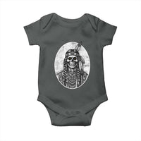 Vintage Gothic Skull Warrior Baby Onesie Native American Feather Chief