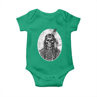 Vintage Gothic Skull Warrior Baby Onesie Native American Feather Chief