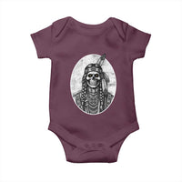 Vintage Gothic Skull Warrior Baby Onesie Native American Feather Chief