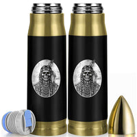 Vintage Gothic Skull Warrior Bullet Tumbler Native American Feather Chief