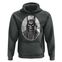 Vintage Gothic Skull Warrior Hoodie Native American Feather Chief