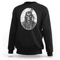 Vintage Gothic Skull Warrior Sweatshirt Native American Feather Chief