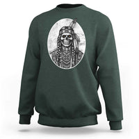 Vintage Gothic Skull Warrior Sweatshirt Native American Feather Chief