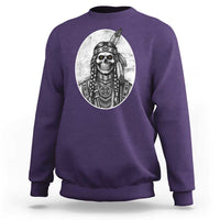 Vintage Gothic Skull Warrior Sweatshirt Native American Feather Chief