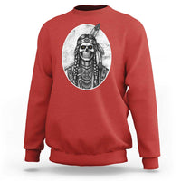 Vintage Gothic Skull Warrior Sweatshirt Native American Feather Chief