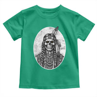 Vintage Gothic Skull Warrior Toddler T Shirt Native American Feather Chief