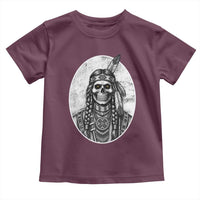 Vintage Gothic Skull Warrior Toddler T Shirt Native American Feather Chief