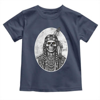 Vintage Gothic Skull Warrior Toddler T Shirt Native American Feather Chief