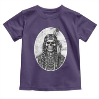 Vintage Gothic Skull Warrior Toddler T Shirt Native American Feather Chief