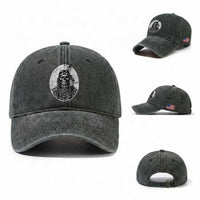 Vintage Gothic Skull Warrior Washed Cotton Baseball Cap Native American Feather Chief
