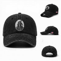 Vintage Gothic Skull Warrior Washed Cotton Baseball Cap Native American Feather Chief