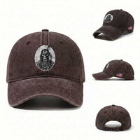 Vintage Gothic Skull Warrior Washed Cotton Baseball Cap Native American Feather Chief