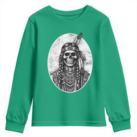 Vintage Gothic Skull Warrior Youth Sweatshirt Native American Feather Chief