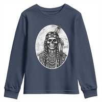 Vintage Gothic Skull Warrior Youth Sweatshirt Native American Feather Chief