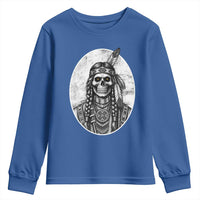Vintage Gothic Skull Warrior Youth Sweatshirt Native American Feather Chief
