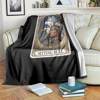 Sitting Bull Native American Chief Throw Blanket Vintage Tarot Card Illustration