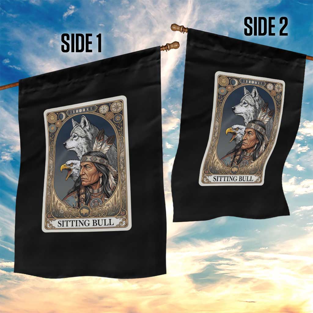 Sitting Bull Native American Chief Garden Flag Vintage Tarot Card Illustration