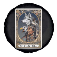 Sitting Bull Native American Chief Spare Tire Cover Vintage Tarot Card Illustration