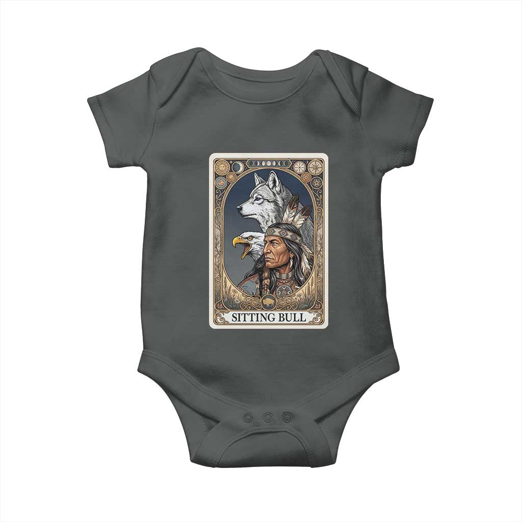 Sitting Bull Native American Chief Baby Onesie Vintage Tarot Card Illustration