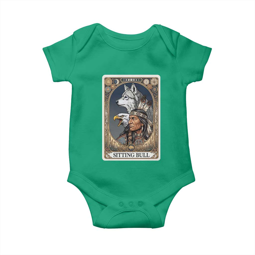 Sitting Bull Native American Chief Baby Onesie Vintage Tarot Card Illustration