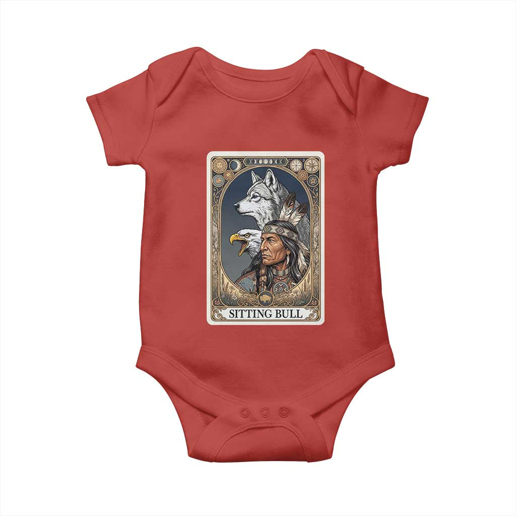 Sitting Bull Native American Chief Baby Onesie Vintage Tarot Card Illustration