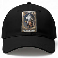 Sitting Bull Native American Chief Baseball Cap Vintage Tarot Card Illustration