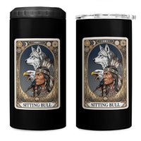 Sitting Bull Native American Chief 4 in 1 Can Cooler Tumbler Vintage Tarot Card Illustration
