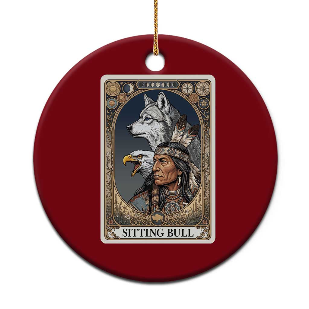 Sitting Bull Native American Chief Ceramic Ornament Vintage Tarot Card Illustration