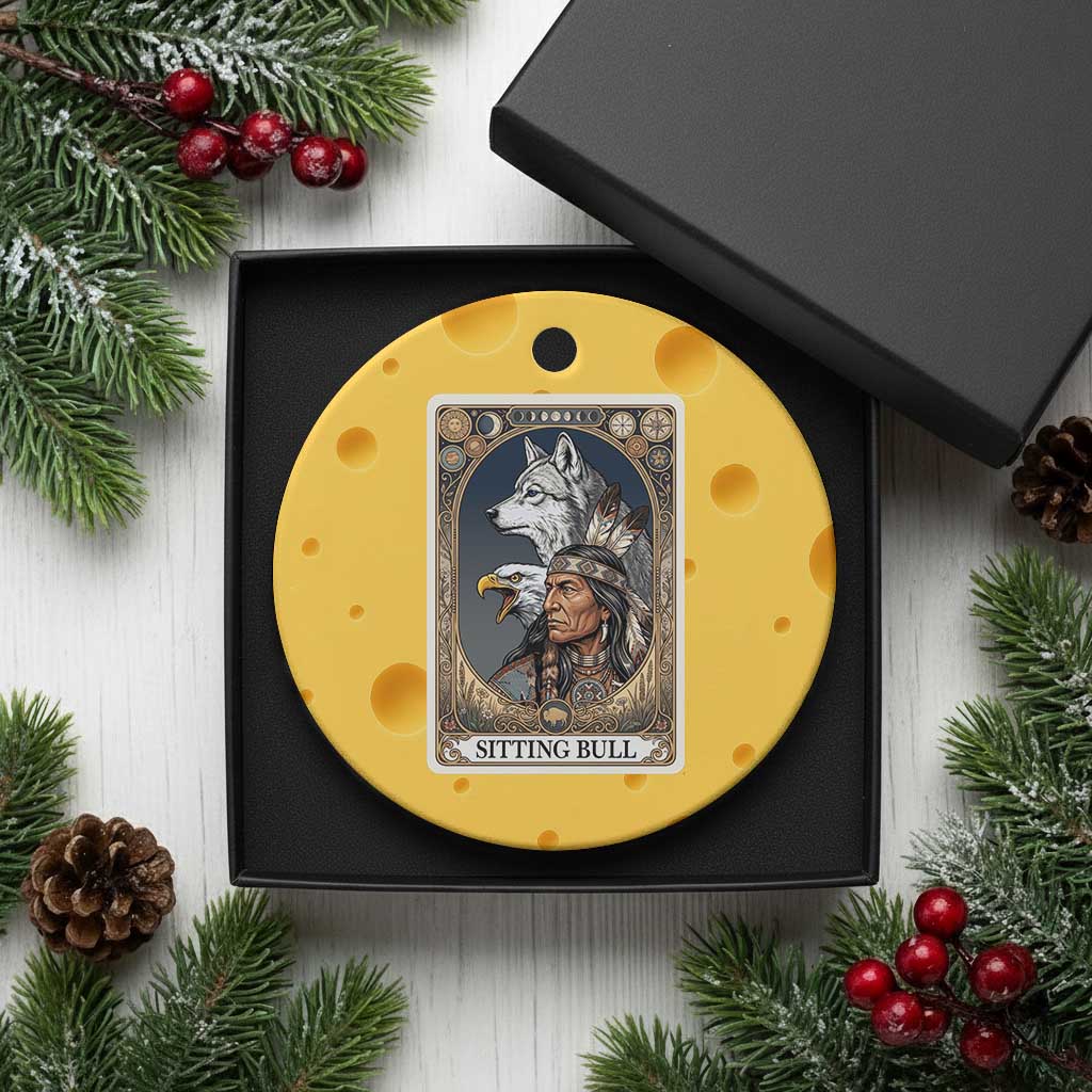 Sitting Bull Native American Chief Ceramic Ornament Vintage Tarot Card Illustration