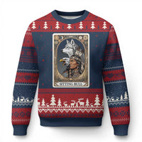 Sitting Bull Native American Chief Ugly Christmas Sweater Vintage Tarot Card Illustration