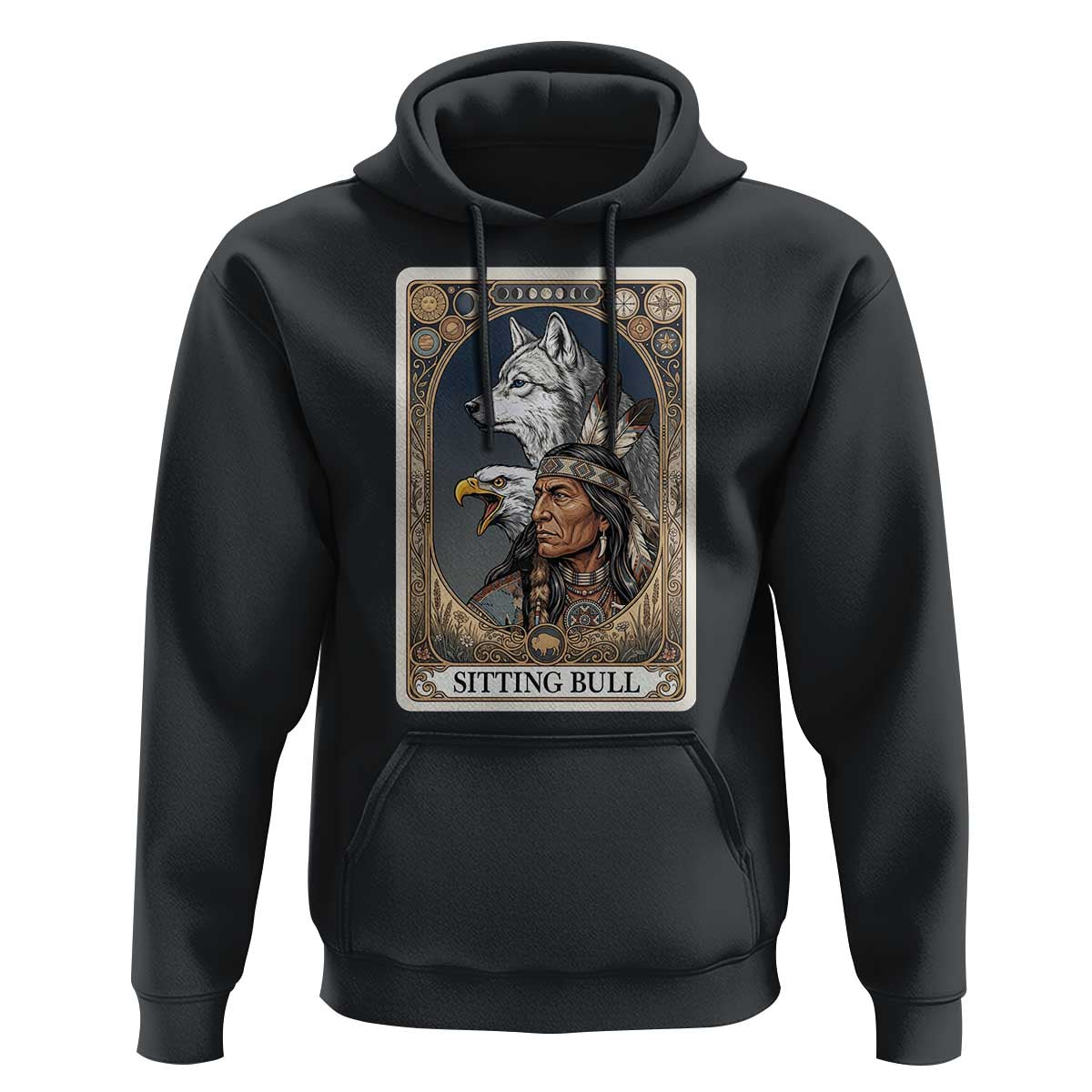 Sitting Bull Native American Chief Hoodie Vintage Tarot Card Illustration