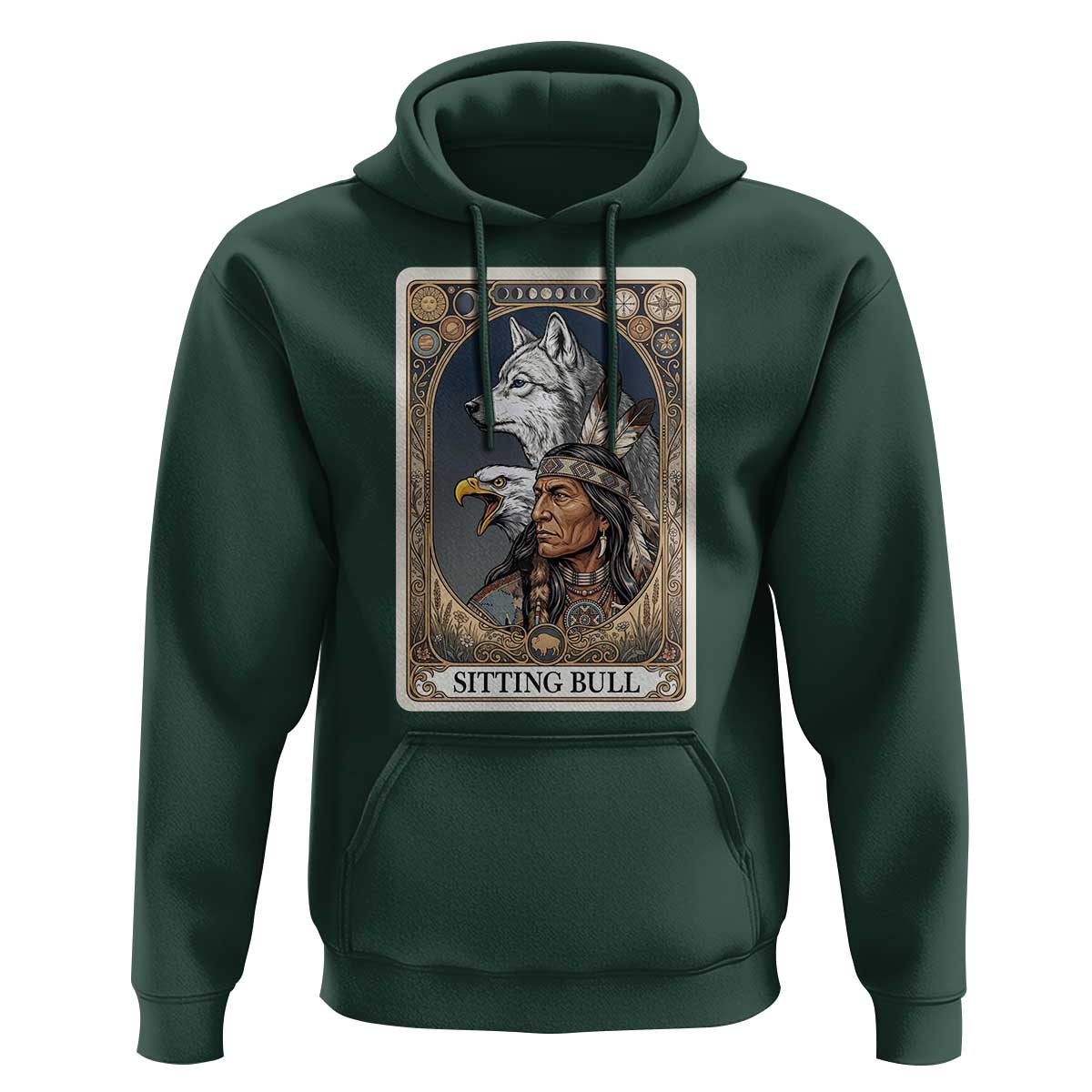 Sitting Bull Native American Chief Hoodie Vintage Tarot Card Illustration